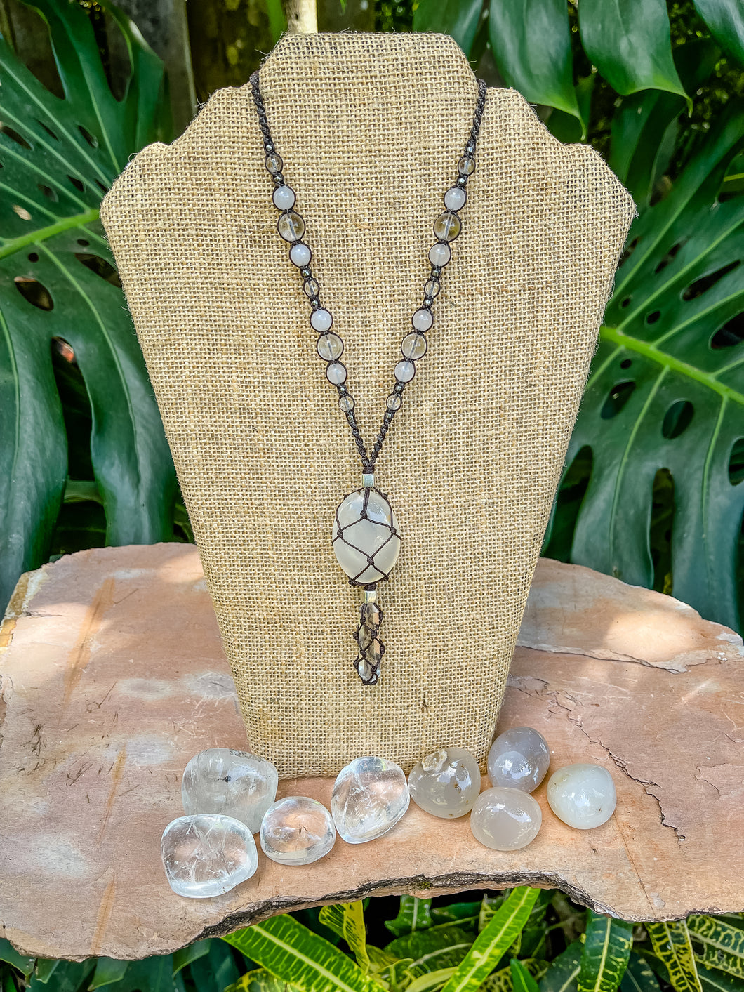 Clear Quartz & White Agate Necklace
