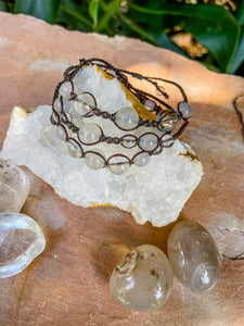 Clear Quartz & White Agate Bracelets