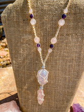 Load image into Gallery viewer, Rose &amp; Aura Rose Quartz Necklace
