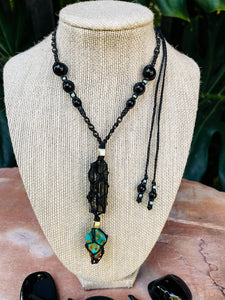 Black Tourmaline & Turquoise Necklace