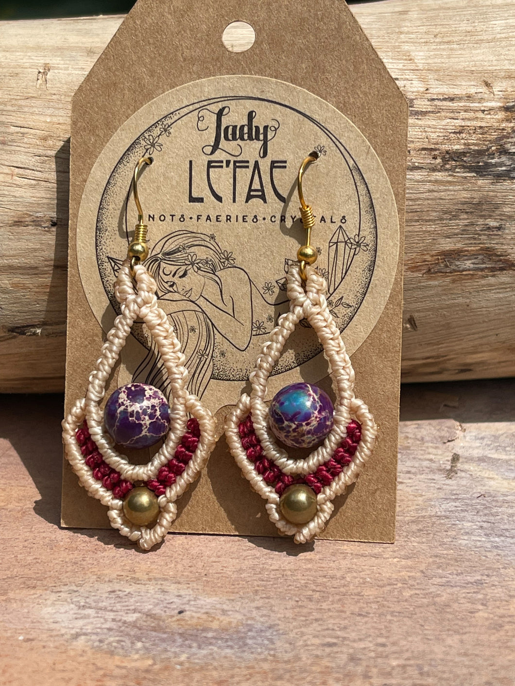Imperial Jasper & Brass, Sandy Beige Inca Small Drop Earrings